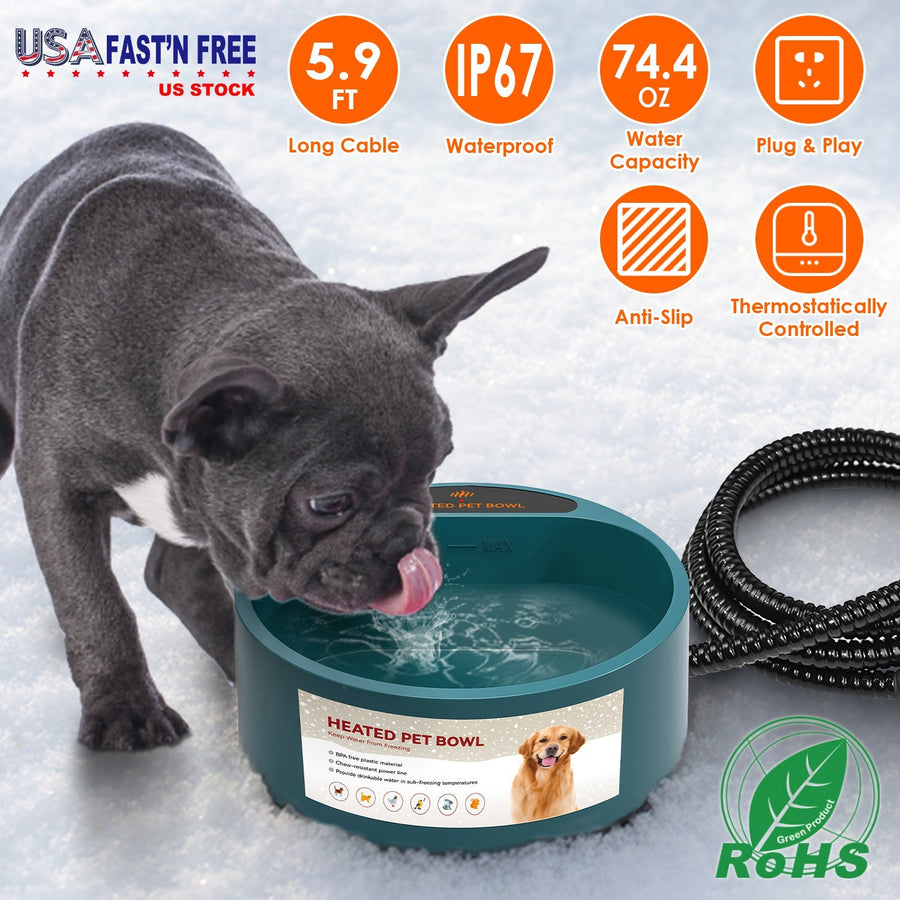 Heated water bowl for pets