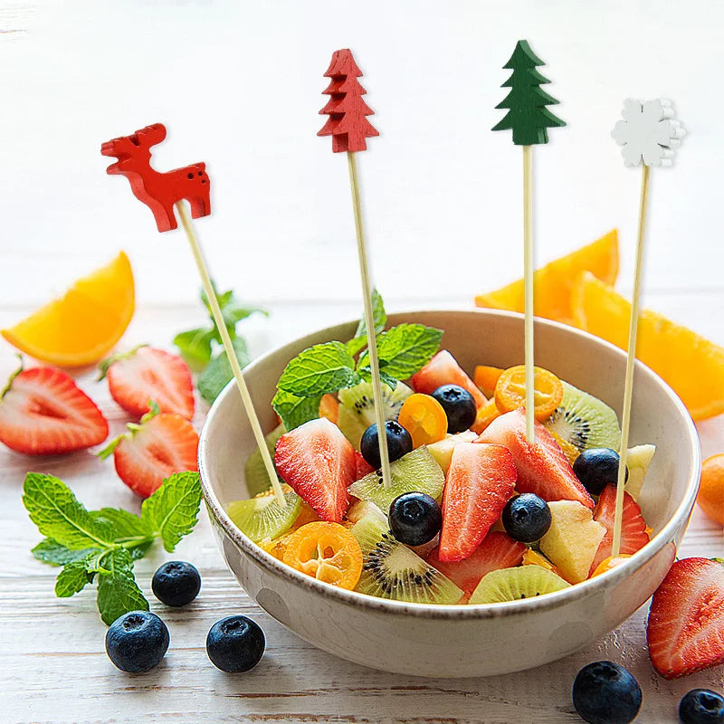 Holiday-themed bamboo toothpicks for snacks