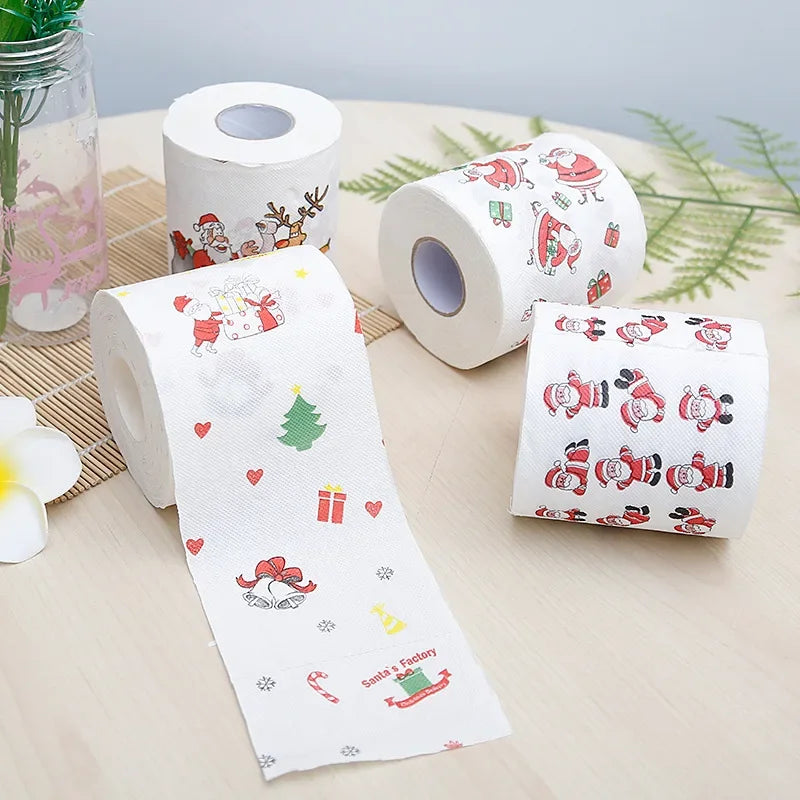 Holiday-themed printed toilet paper roll