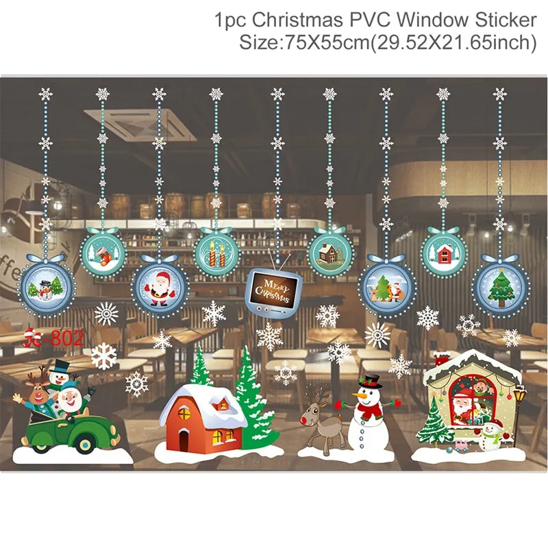 Holiday-themed window decals for Christmas