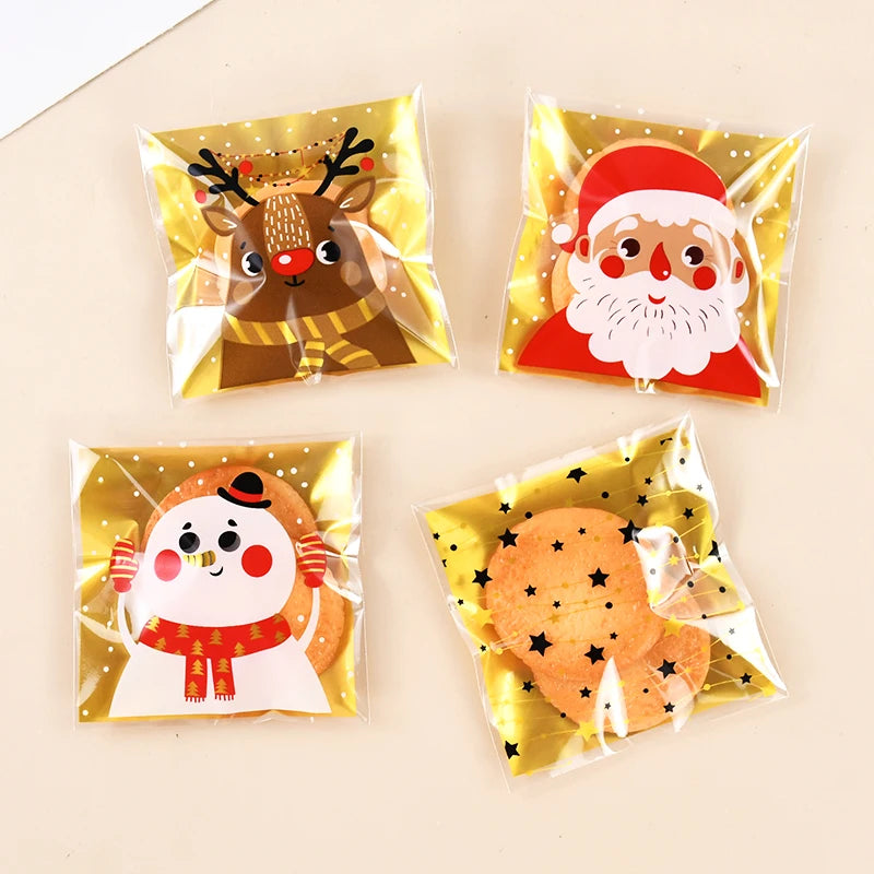 Holiday biscuit packaging with Santa print