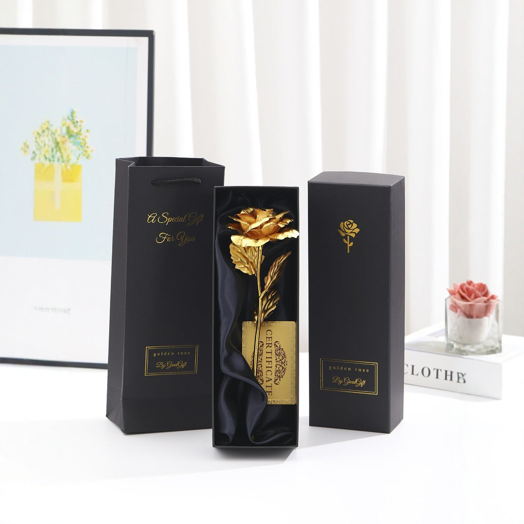 Holiday gift gold foil rose