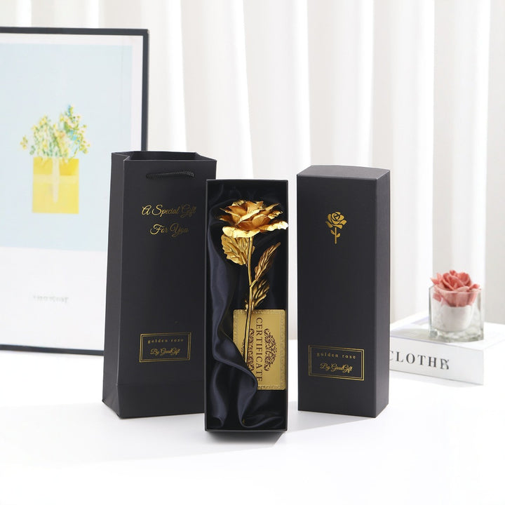 Holiday gift gold foil rose