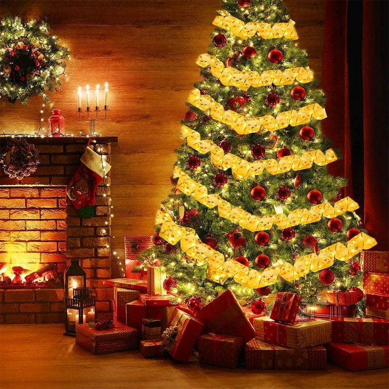 Holiday ribbon light strings for Xmas decor