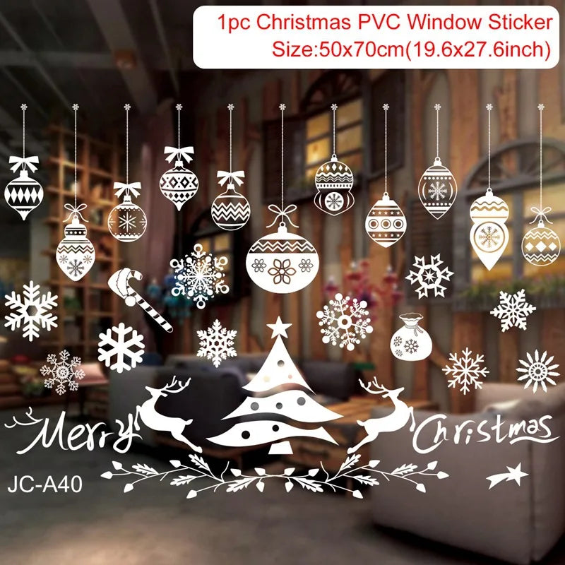 Holiday themed window stickers for Christmas