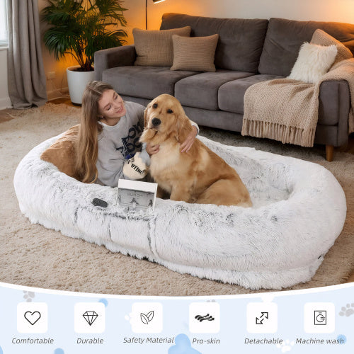 Human and dog bed for dozing
