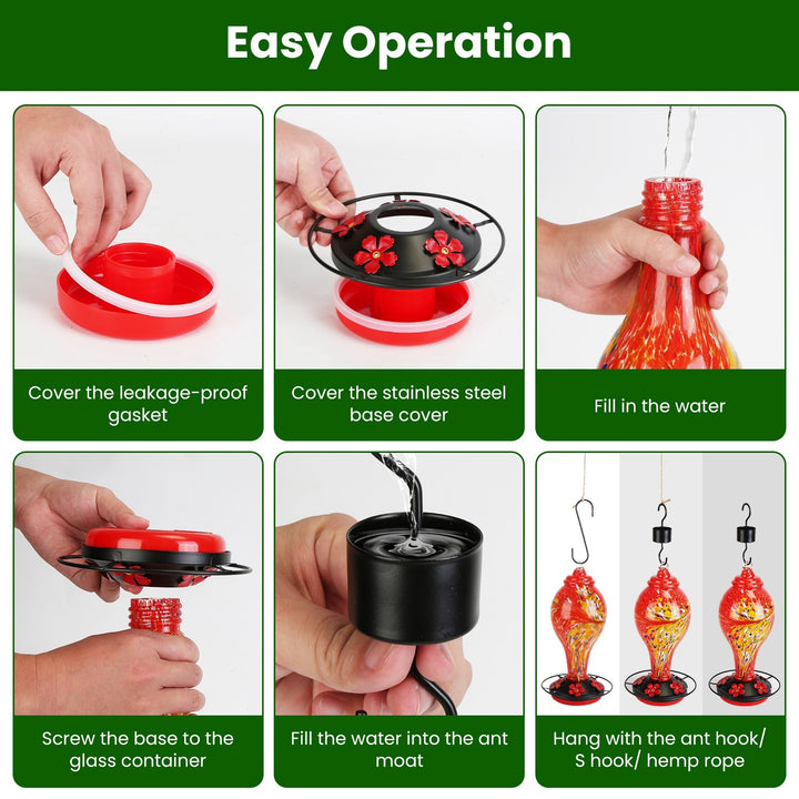 Hummingbird feeder with 5 flower feeding ports