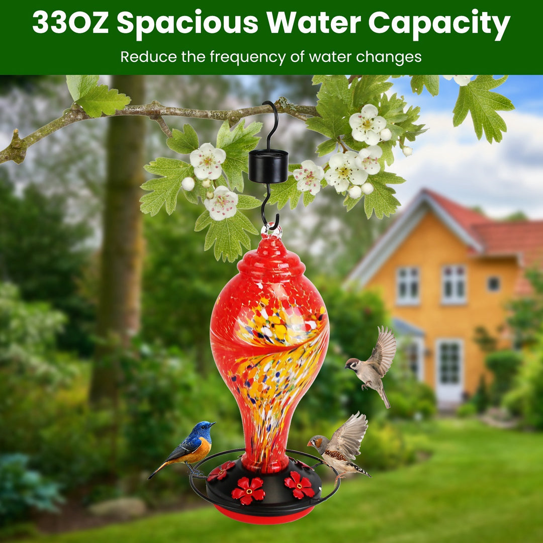 Hummingbird feeder with hemp rope and brush