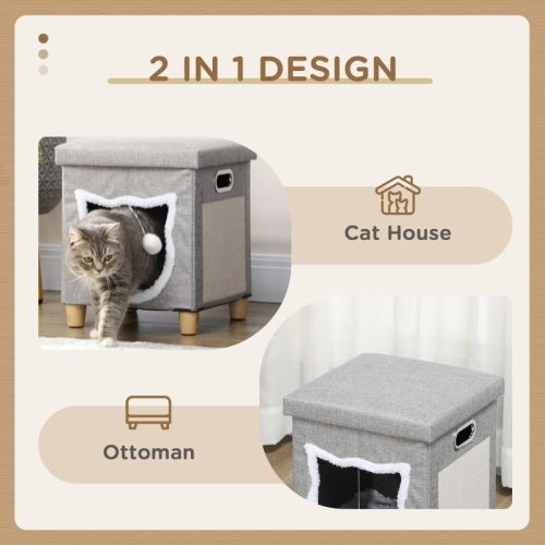 Indoor cat bed cube grey