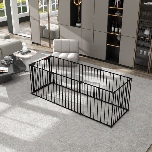 Indoor metal play yard gate for pets