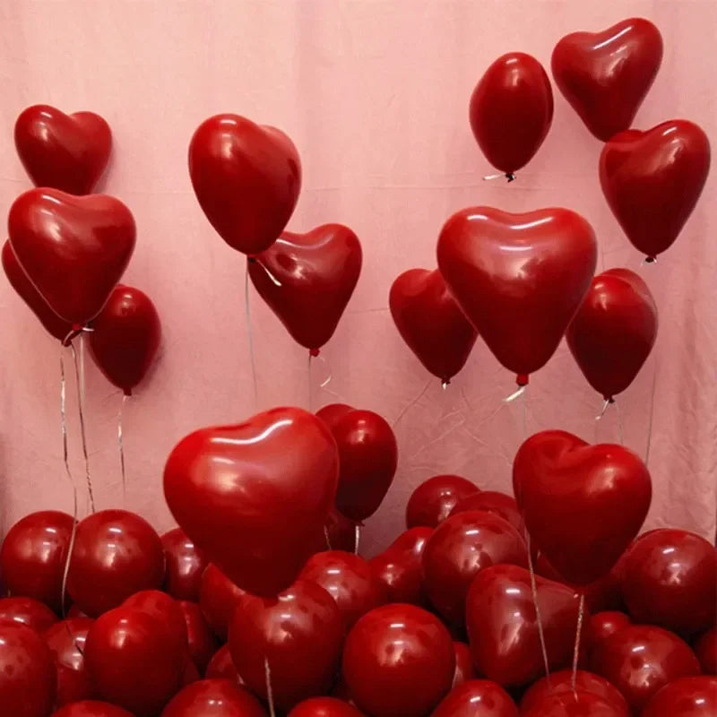 Inflatable heart-shaped latex balloons