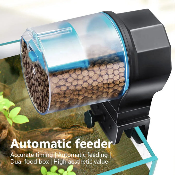 Intelligent timing automatic fish tank feeder.
