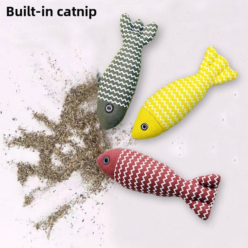 Interactive fish-shaped catnip toy for indoor cats