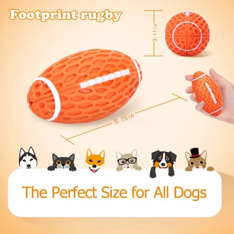 Interactive squeaky football toy dog