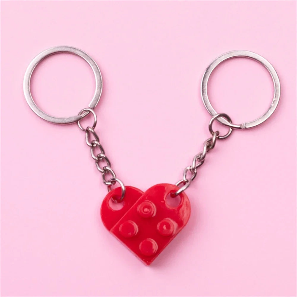 Interlocking heart keychain set