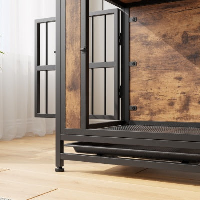 Iron frame dog crate table