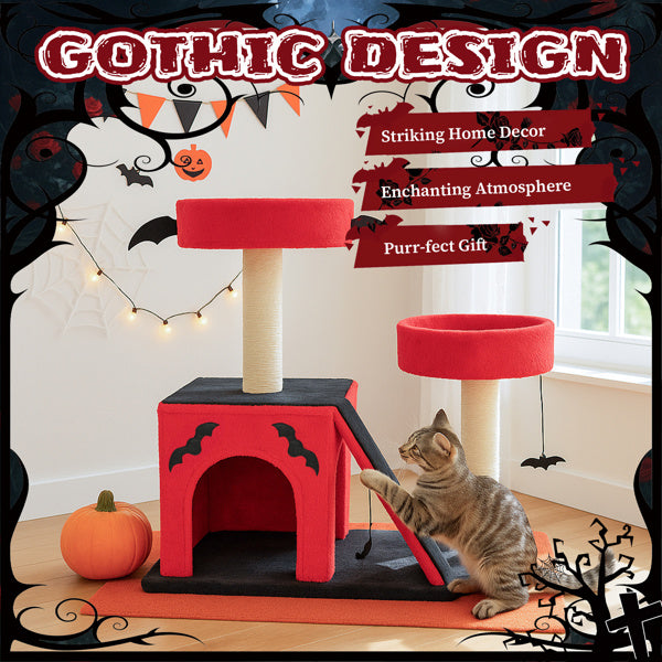KLD The Shop Halloween cat climbing frame with spider toy