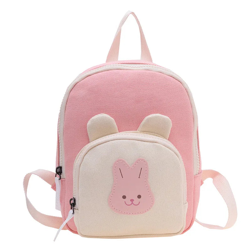 Kids canvas backpack with cartoon bear design