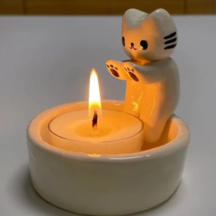 Kitten candle heating decor