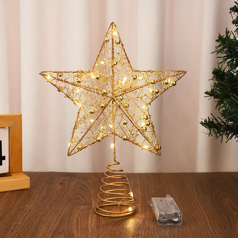 LED Christmas Star with Gold Pearl Wire