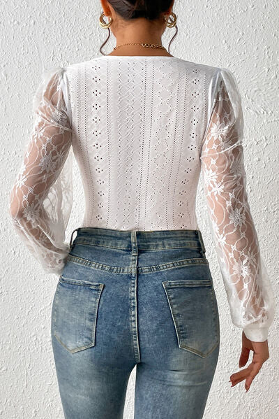 Lace Detail Long Sleeve Bodysuit