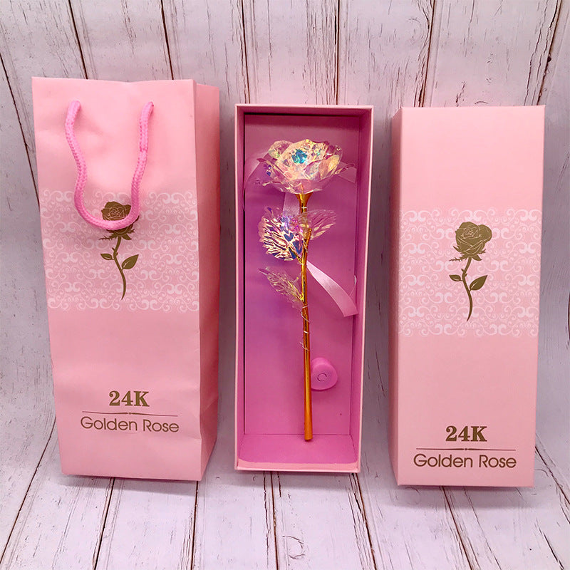 Lamp gold pink rose flower pack