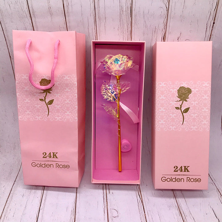 Lamp gold pink rose flower pack