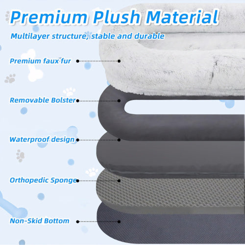 Large grey dog bed for humans