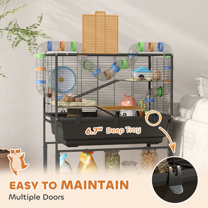 Large hamster cage with storage shelf