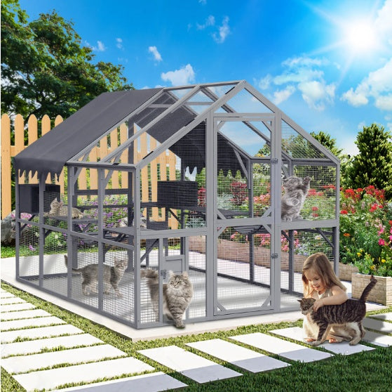 Large outdoor cat house grey