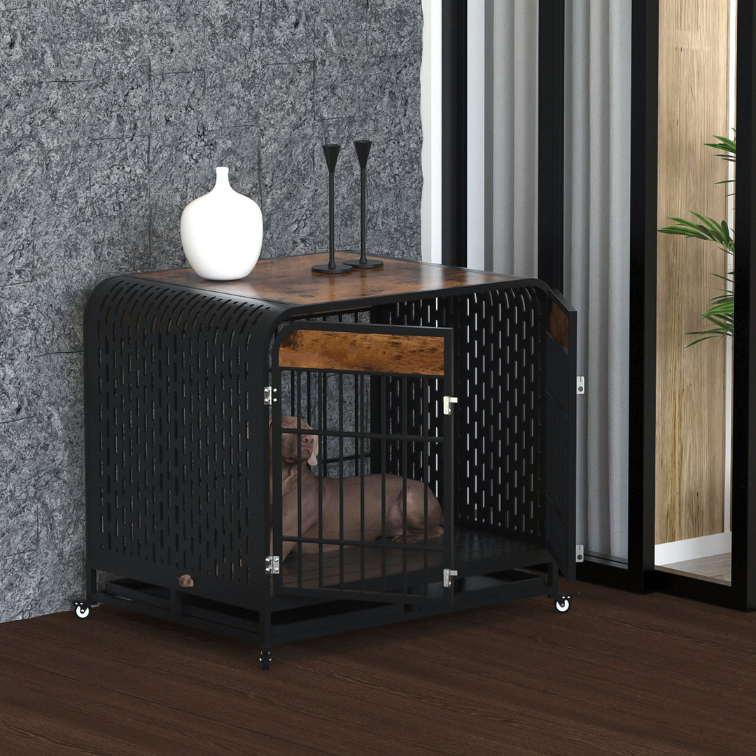Large wooden dog crate table