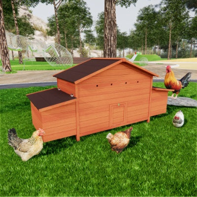 Leakproof tray wooden chicken coop design