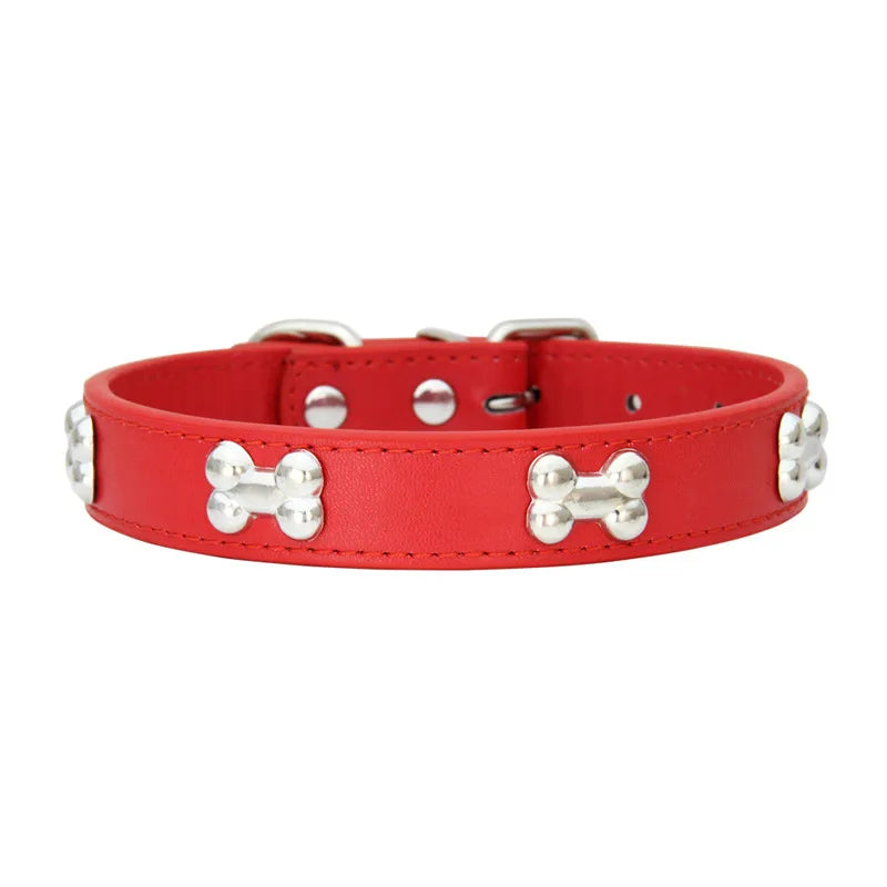 Leather Bone Design Dog Collar
