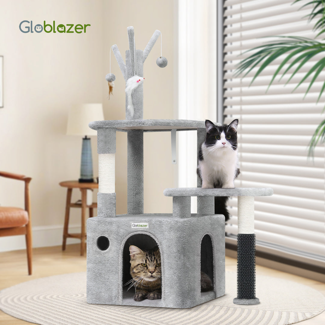 Light gray multi-level cat activity frame