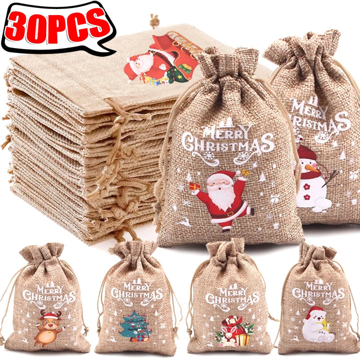 Linen bags for holiday candy packaging