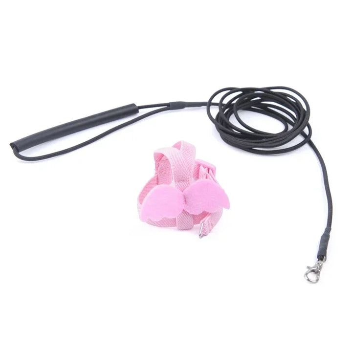 Long Black Cable Bird Harness Pink