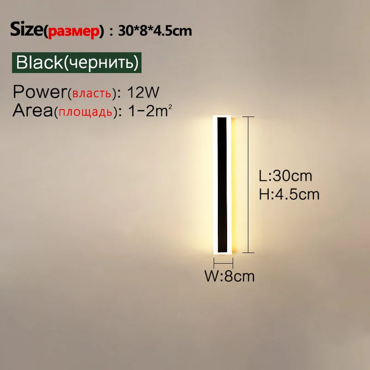 Long LED outdoor wall lamp for gardens