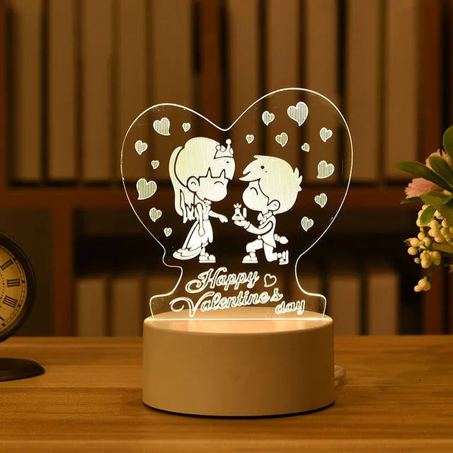 Love-inspired night lamp with LED glow