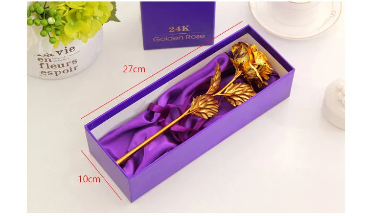 Luxury gold rose gift with box