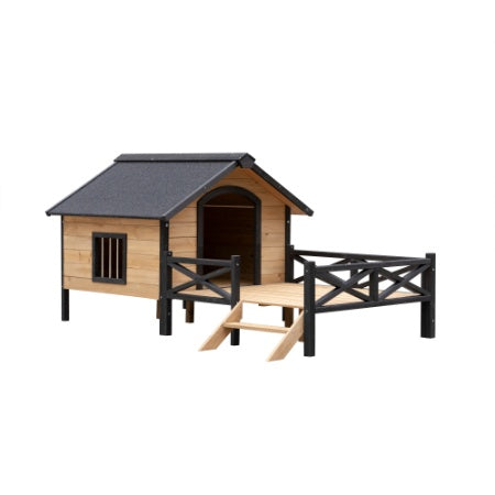 Luxury wooden dog house porch