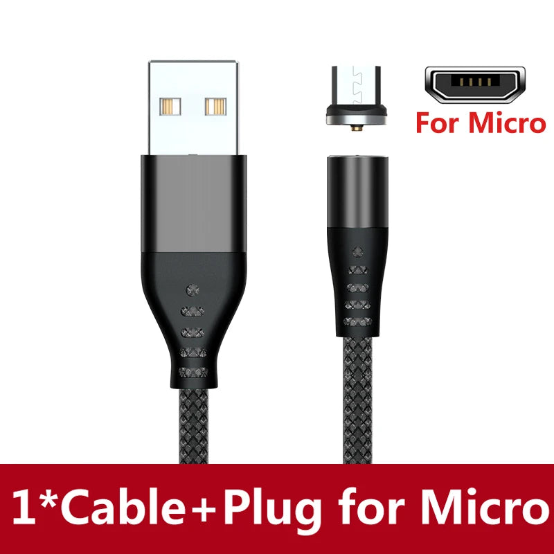 Magnetic Charging Cable – Micro USB, Type-C, iPhone in black color 

