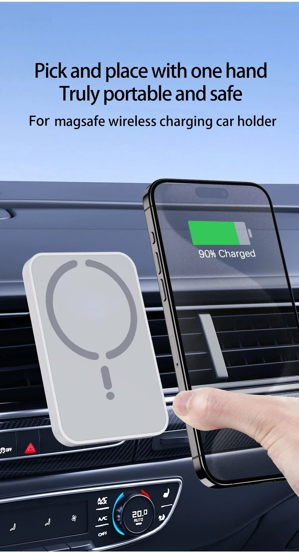 Magnetic Wireless Charging Car Mount for iPhone


