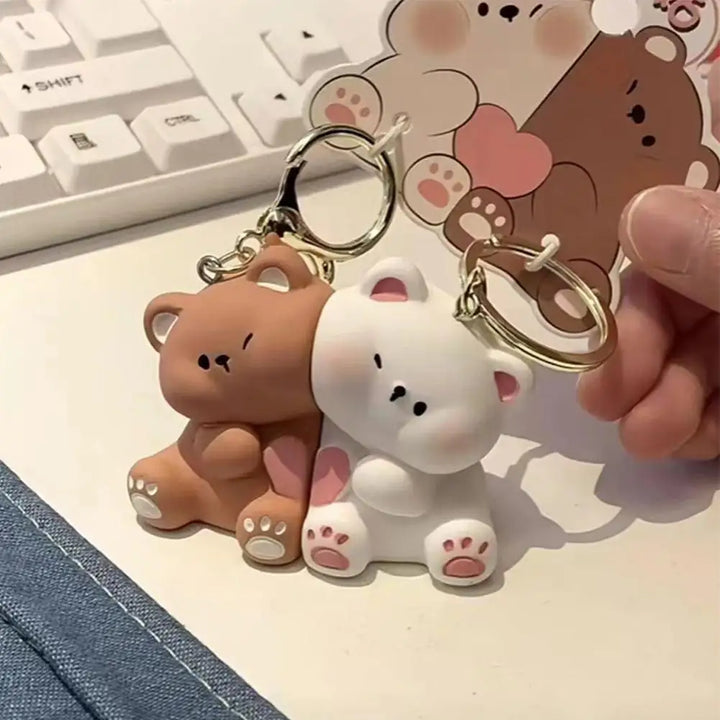 Matching couple bear keychain set