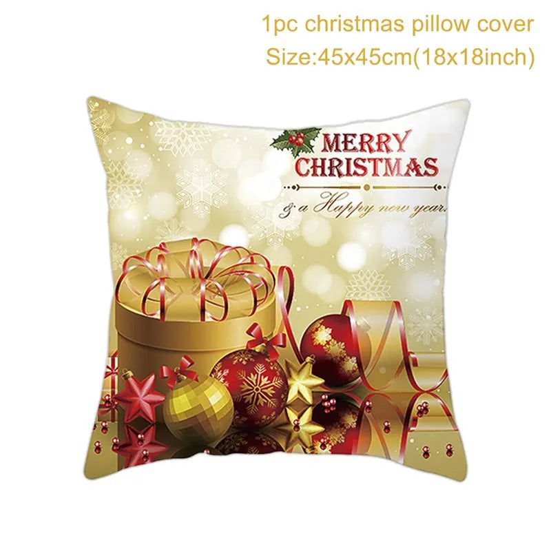 Merry Christmas & Happy New Year Pillow Cover