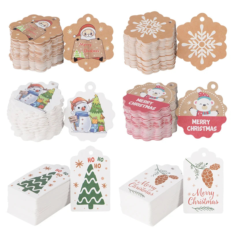 Merry Christmas kraft paper labels set