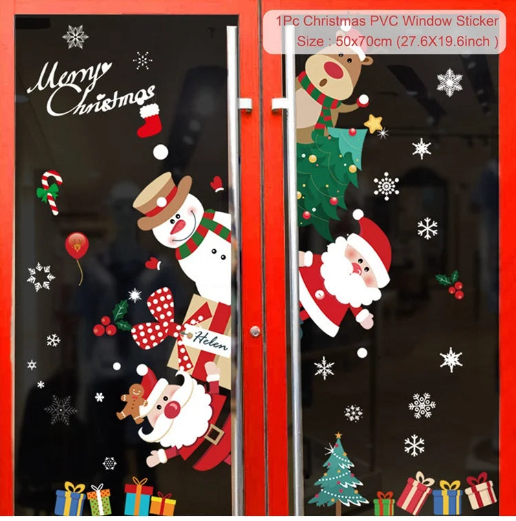 Merry Christmas themed window ornament stickers