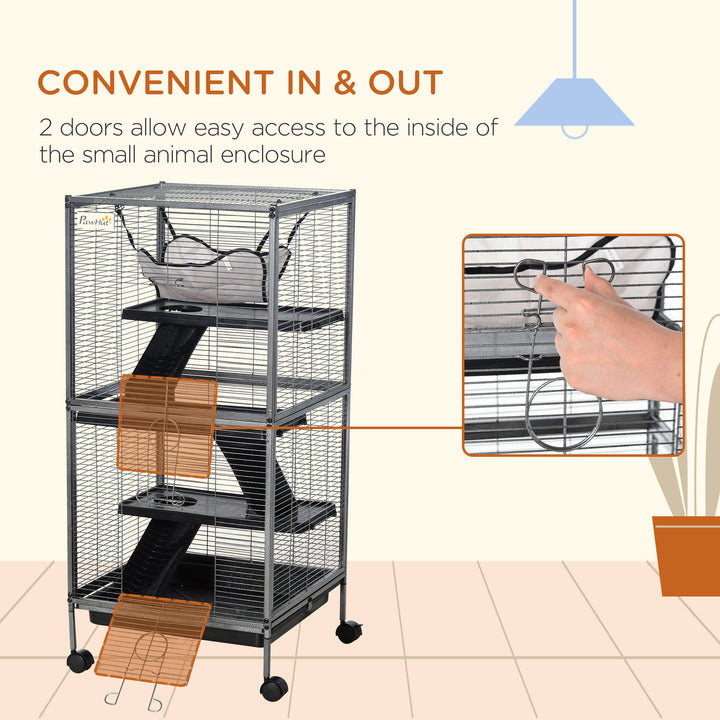 Metal cage for small indoor pets