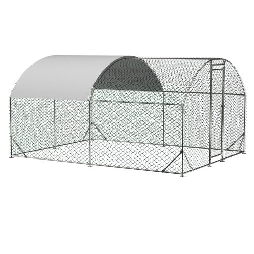 Metal chicken run with protective roof