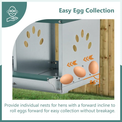 Metal nesting boxes for hens