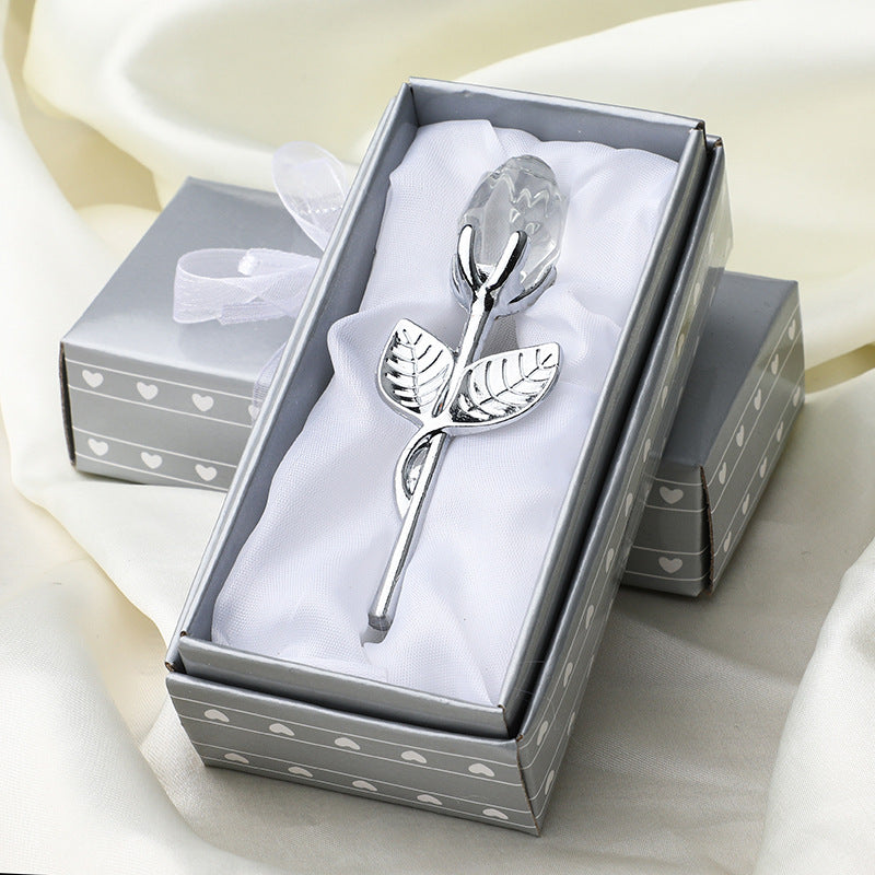 Metal rose crystal decor